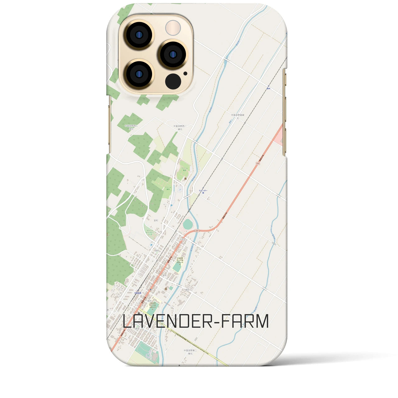 【ラベンダー畑】地図柄iPhoneケース（バックカバータイプ・ナチュラル）iPhone 12 Pro Max 用