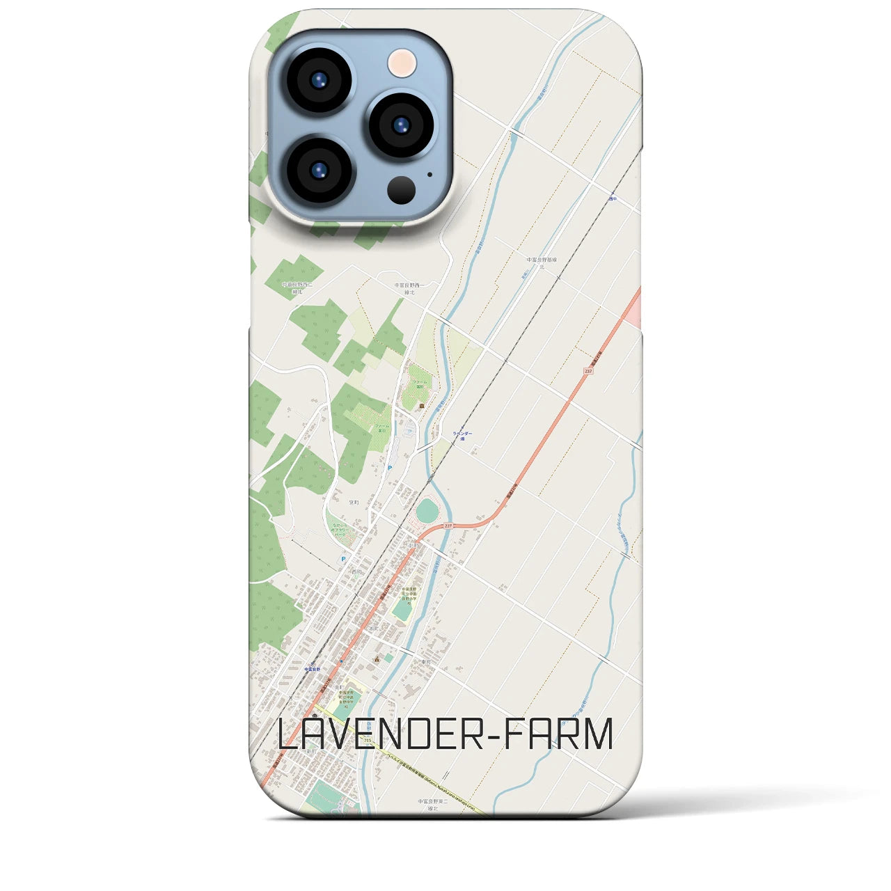 【ラベンダー畑】地図柄iPhoneケース（バックカバータイプ・ナチュラル）iPhone 13 Pro Max 用