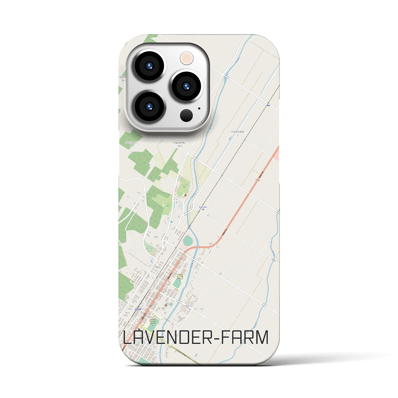 【ラベンダー畑】地図柄iPhoneケース（バックカバータイプ・ナチュラル）iPhone 13 Pro 用