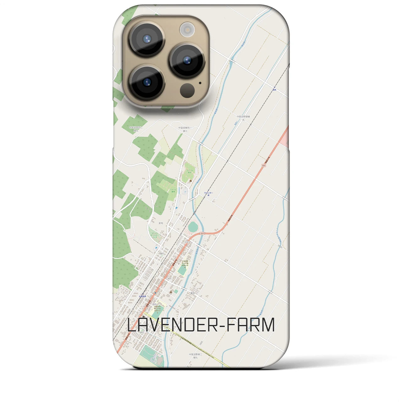 【ラベンダー畑】地図柄iPhoneケース（バックカバータイプ・ナチュラル）iPhone 14 Pro Max 用