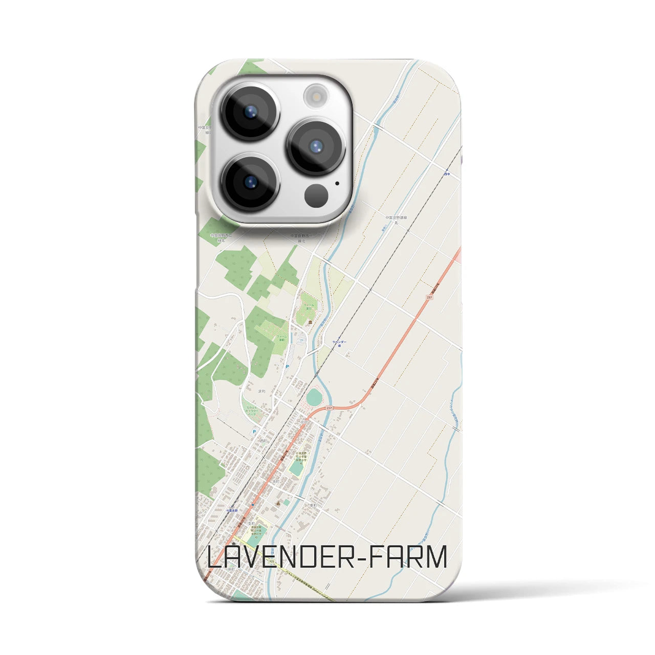 【ラベンダー畑】地図柄iPhoneケース（バックカバータイプ・ナチュラル）iPhone 14 Pro 用