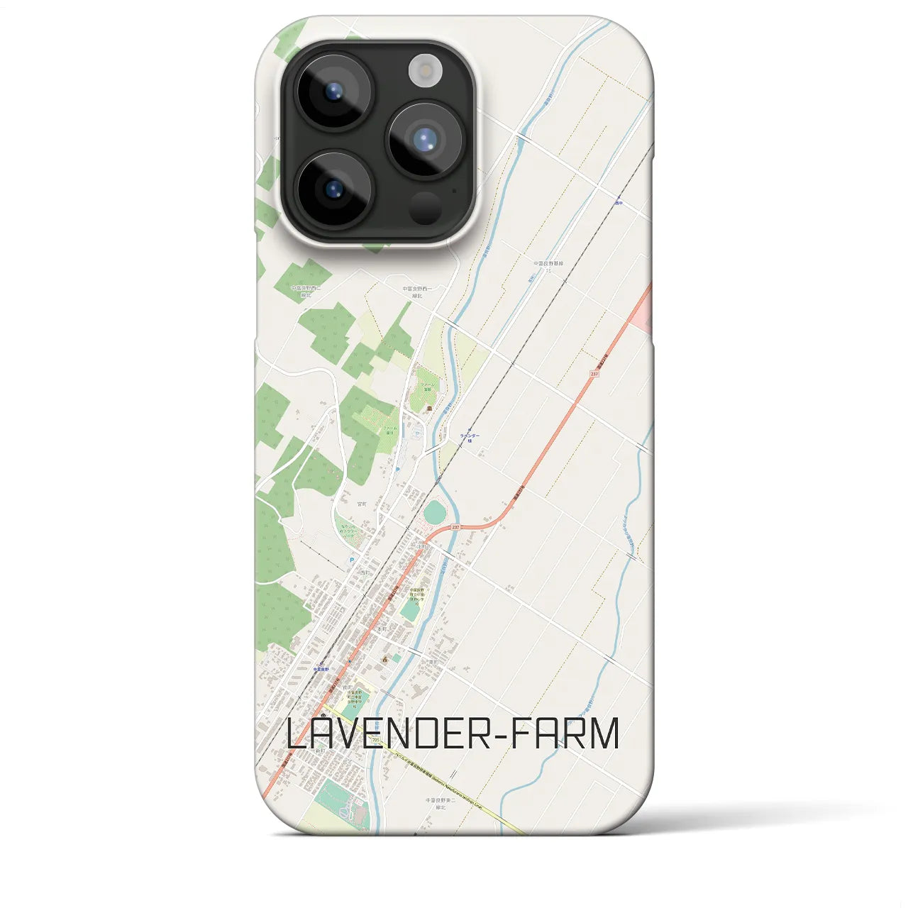 【ラベンダー畑】地図柄iPhoneケース（バックカバータイプ・ナチュラル）iPhone 15 Pro Max 用
