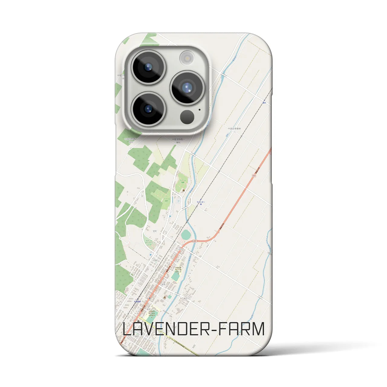 【ラベンダー畑】地図柄iPhoneケース（バックカバータイプ・ナチュラル）iPhone 15 Pro 用