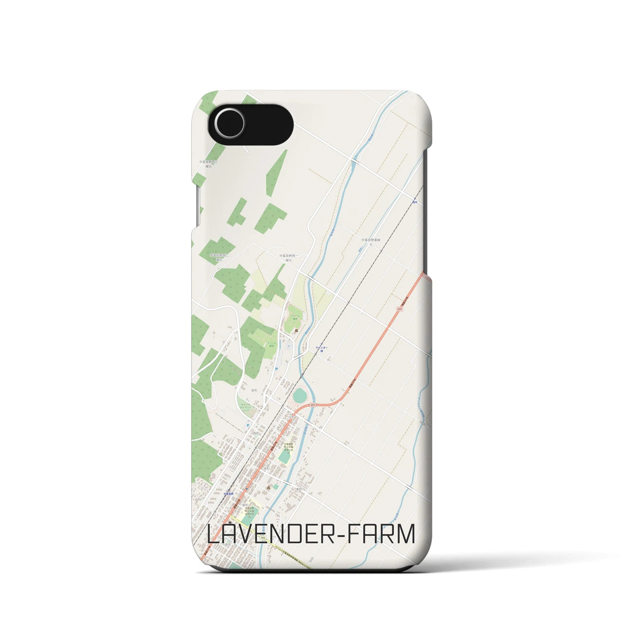 【ラベンダー畑】地図柄iPhoneケース（バックカバータイプ・ナチュラル）iPhone SE（第3 / 第2世代） / 8 / 7 / 6s / 6 用