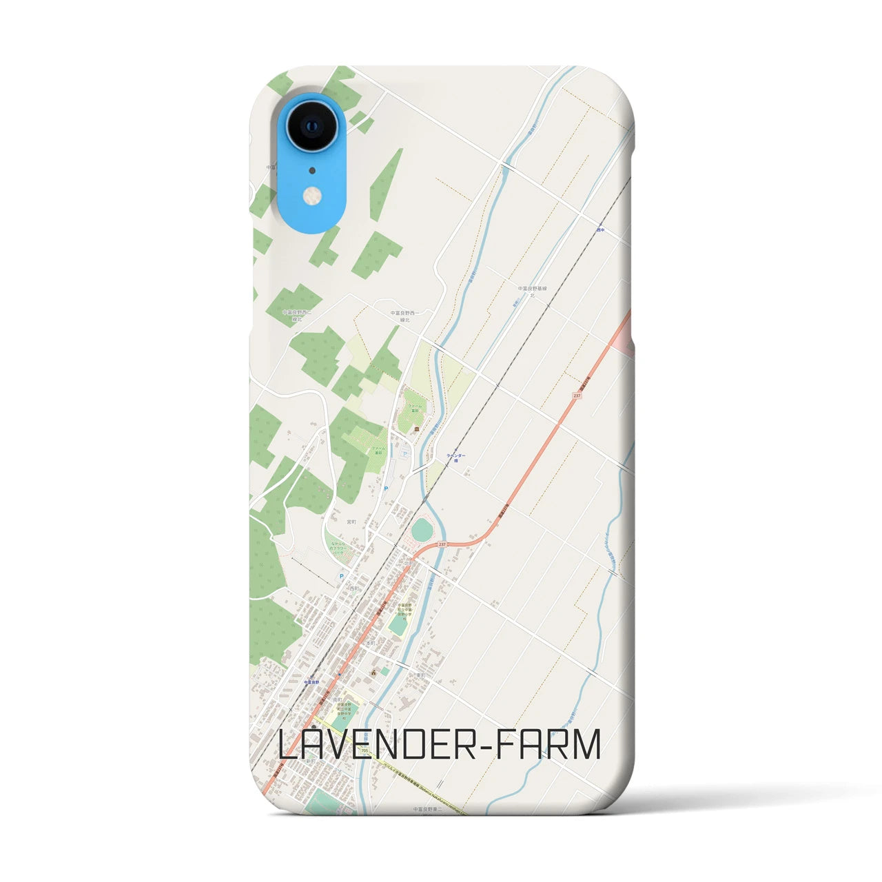 【ラベンダー畑】地図柄iPhoneケース（バックカバータイプ・ナチュラル）iPhone XR 用