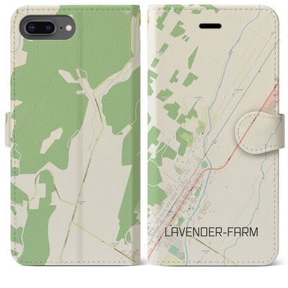 【ラベンダー畑（北海道）】地図柄iPhoneケース（手帳タイプ）ナチュラル・iPhone 8Plus /7Plus / 6sPlus / 6Plus 用