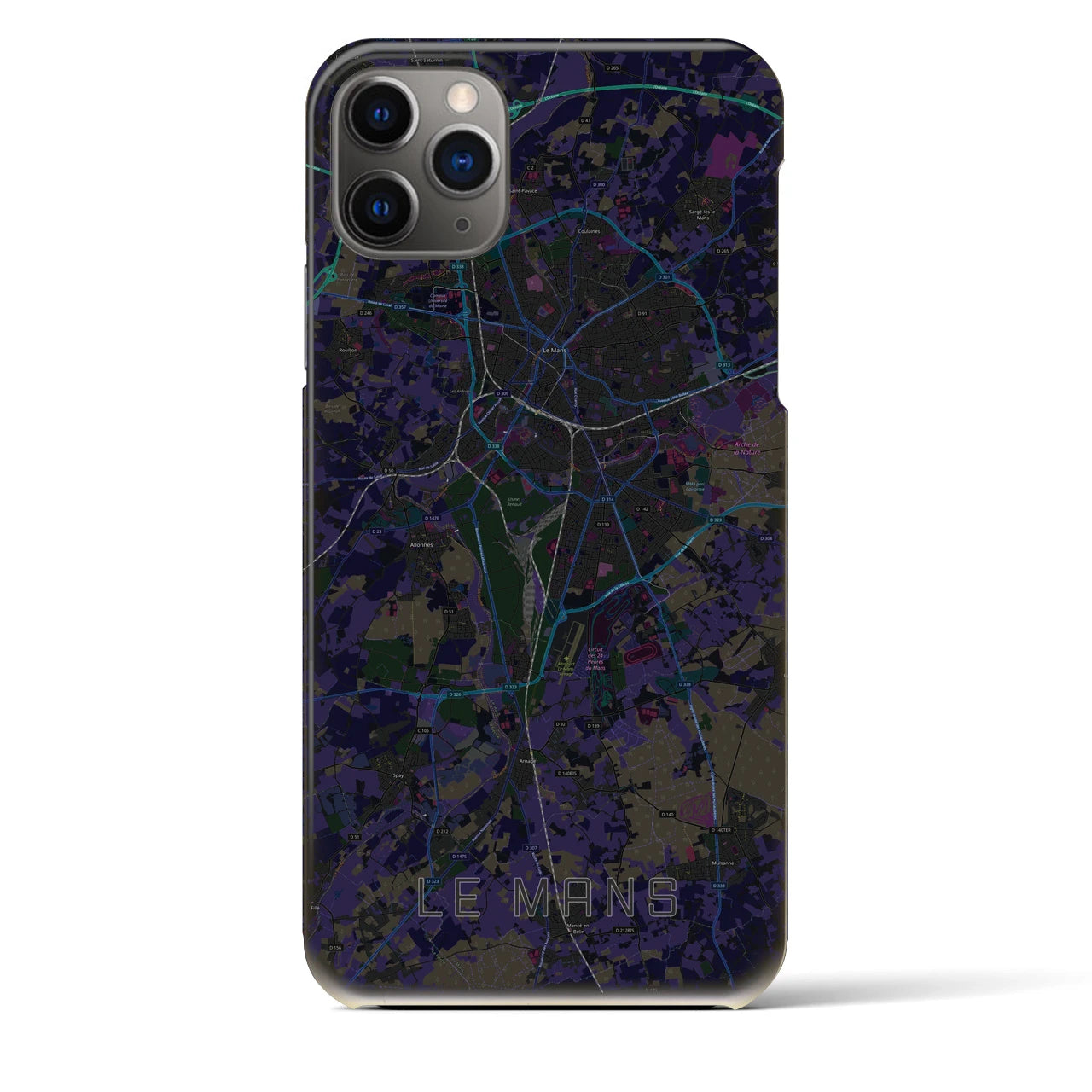 【ル・マン】地図柄iPhoneケース（バックカバータイプ・ブラック）iPhone 11 Pro Max 用