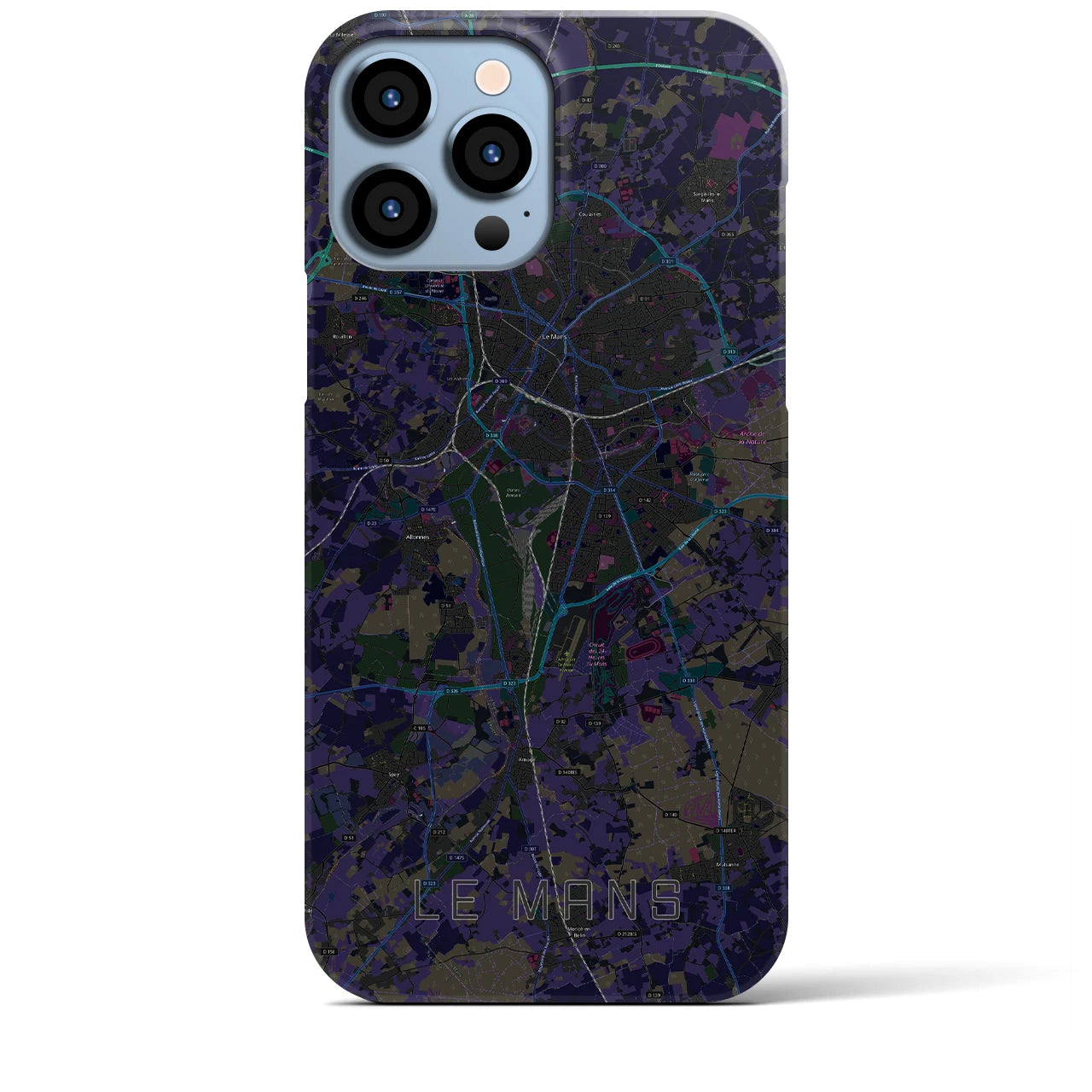 【ル・マン】地図柄iPhoneケース（バックカバータイプ・ブラック）iPhone 13 Pro Max 用