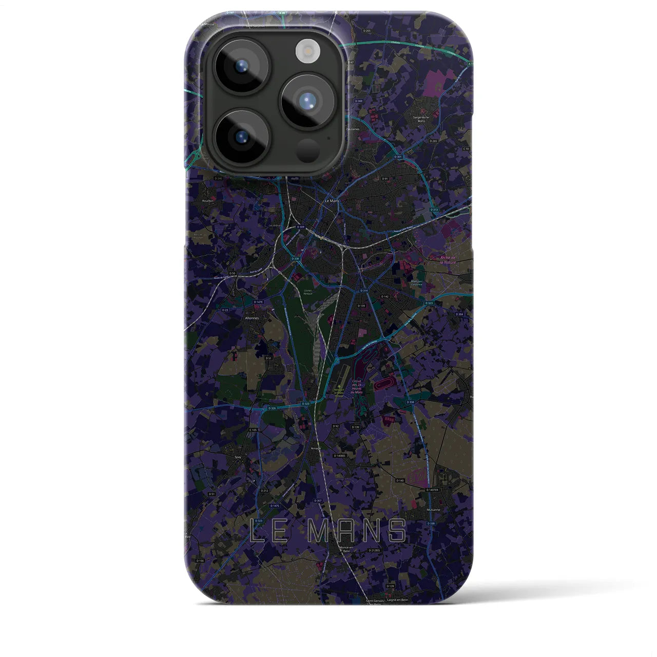【ル・マン】地図柄iPhoneケース（バックカバータイプ・ブラック）iPhone 15 Pro Max 用
