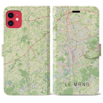 【ル・マン（フランス）】地図柄iPhoneケース（手帳タイプ）ナチュラル・iPhone 11 用