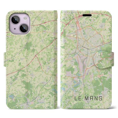 【ル・マン（フランス）】地図柄iPhoneケース（手帳タイプ）ナチュラル・iPhone 14 用