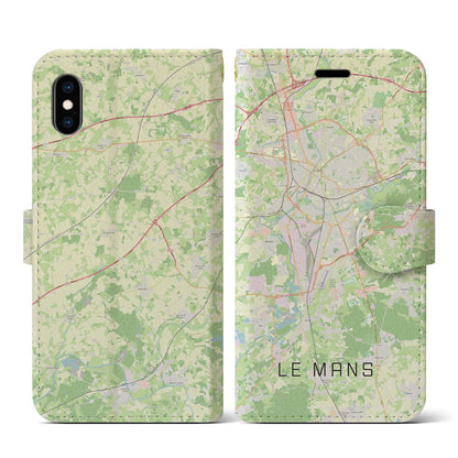 【ル・マン（フランス）】地図柄iPhoneケース（手帳タイプ）ナチュラル・iPhone XS / X 用