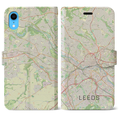 【リーズ（イギリス）】地図柄iPhoneケース（手帳タイプ）ナチュラル・iPhone XR 用