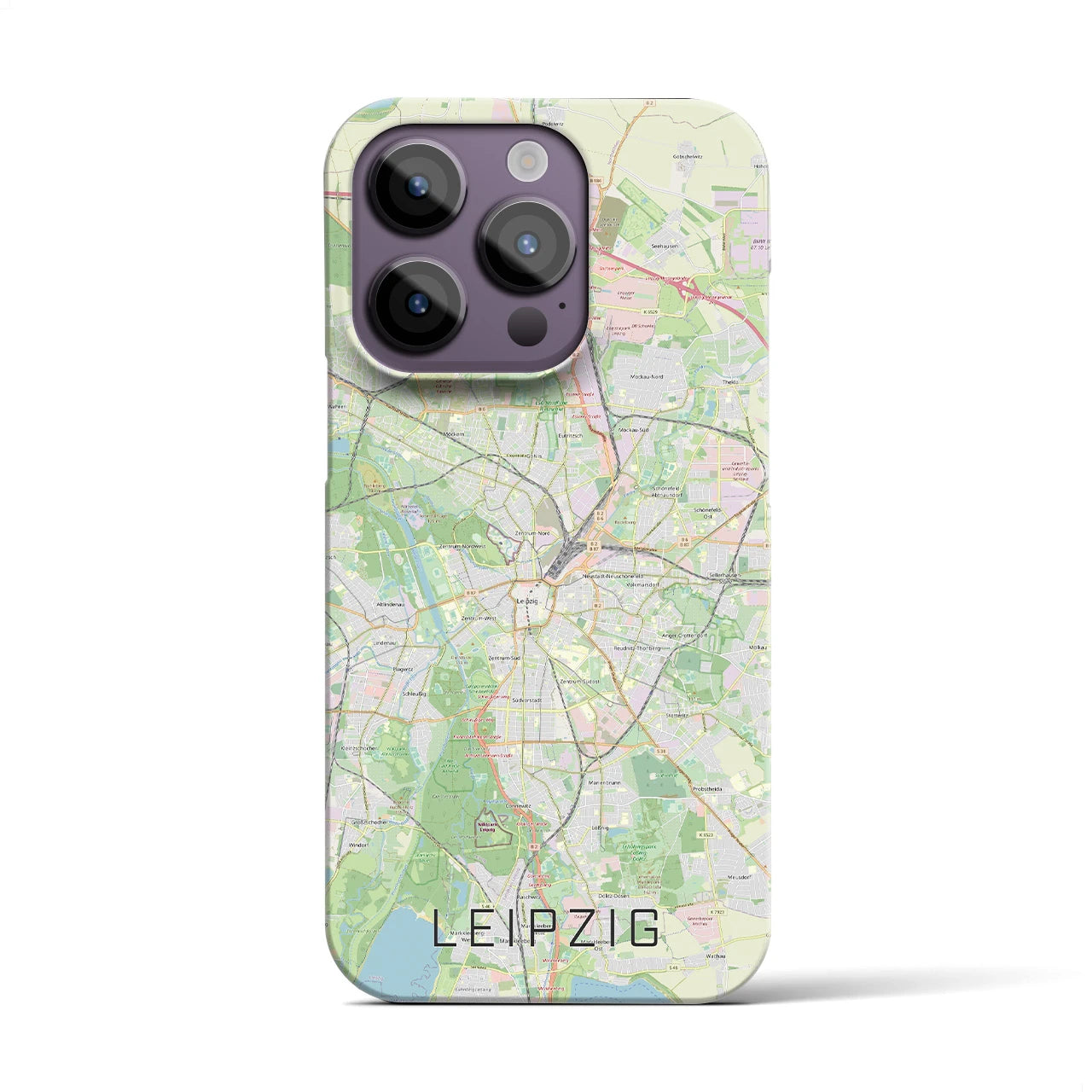 【ライプツィヒ】地図柄iPhoneケース（バックカバータイプ・ナチュラル）iPhone 14 Pro 用