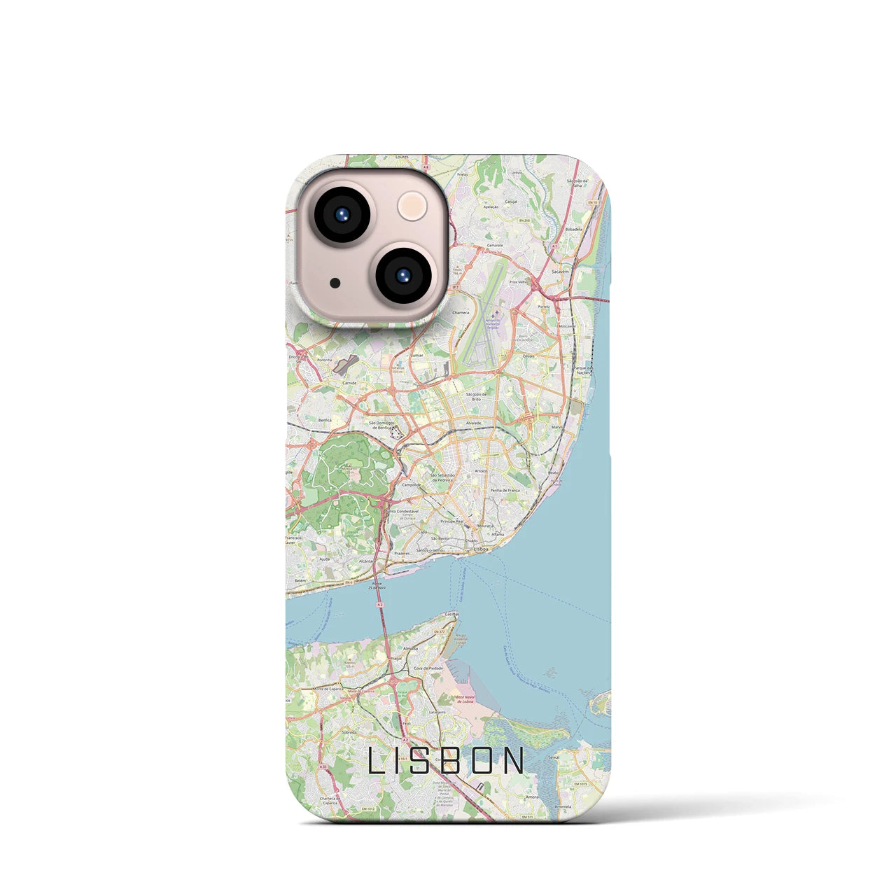 【リスボン】地図柄iPhoneケース（バックカバータイプ・ナチュラル）iPhone 13 mini 用