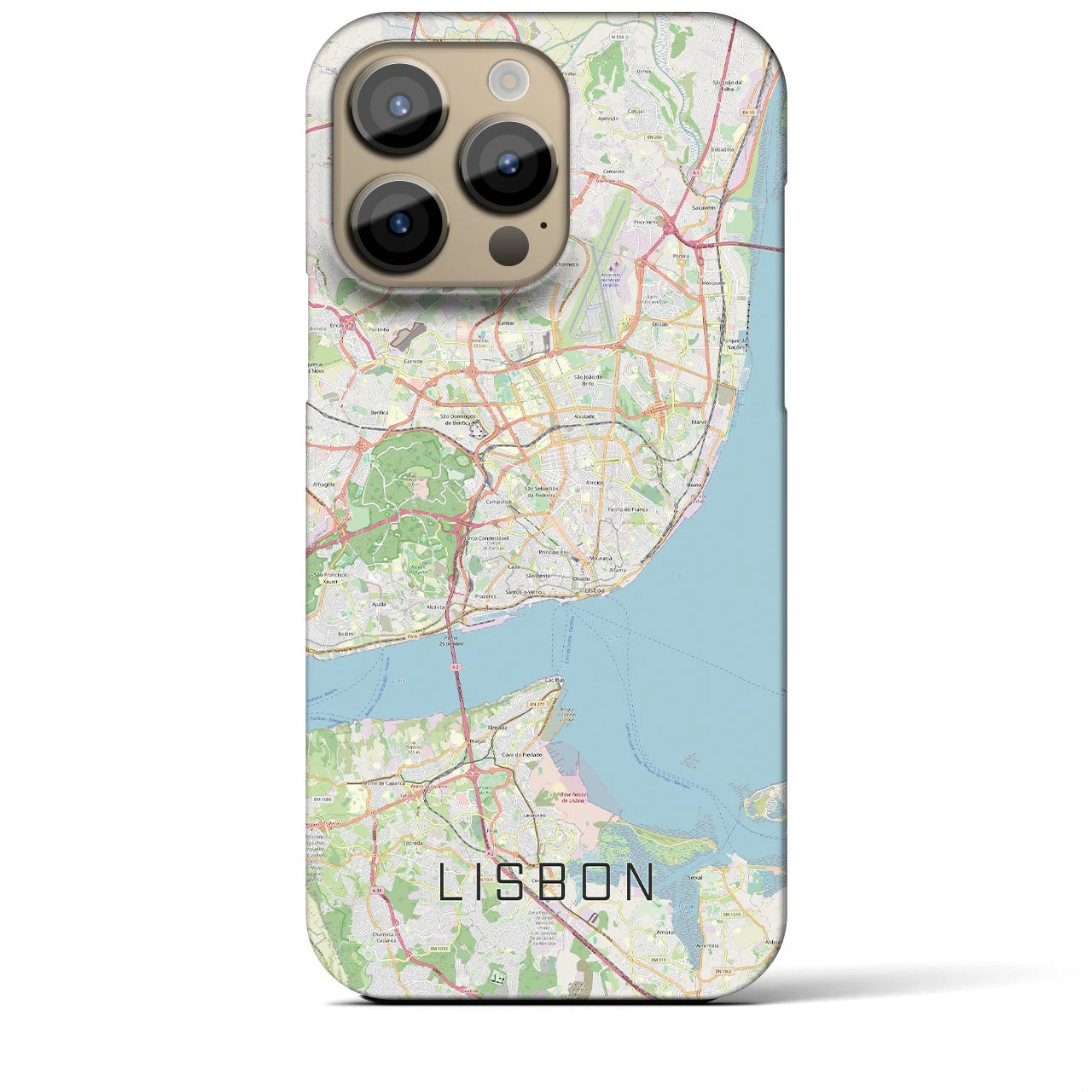 【リスボン】地図柄iPhoneケース（バックカバータイプ・ナチュラル）iPhone 14 Pro Max 用