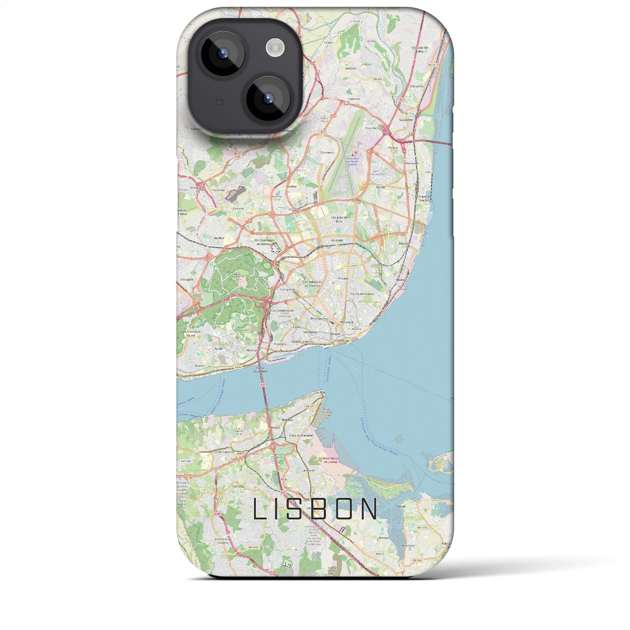【リスボン】地図柄iPhoneケース（バックカバータイプ・ナチュラル）iPhone 14 Plus 用