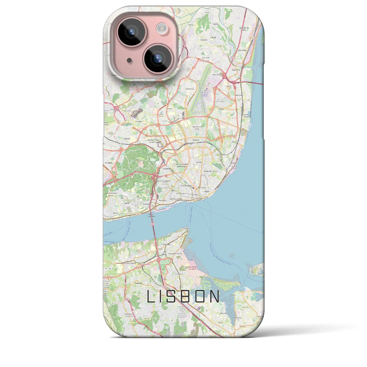 【リスボン】地図柄iPhoneケース（バックカバータイプ・ナチュラル）iPhone 15 Plus 用