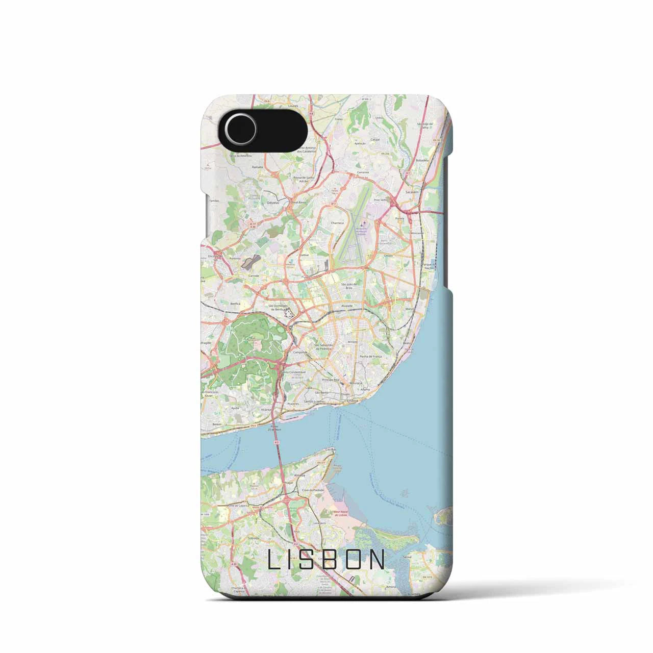 【リスボン】地図柄iPhoneケース（バックカバータイプ・ナチュラル）iPhone SE（第3 / 第2世代） / 8 / 7 / 6s / 6 用