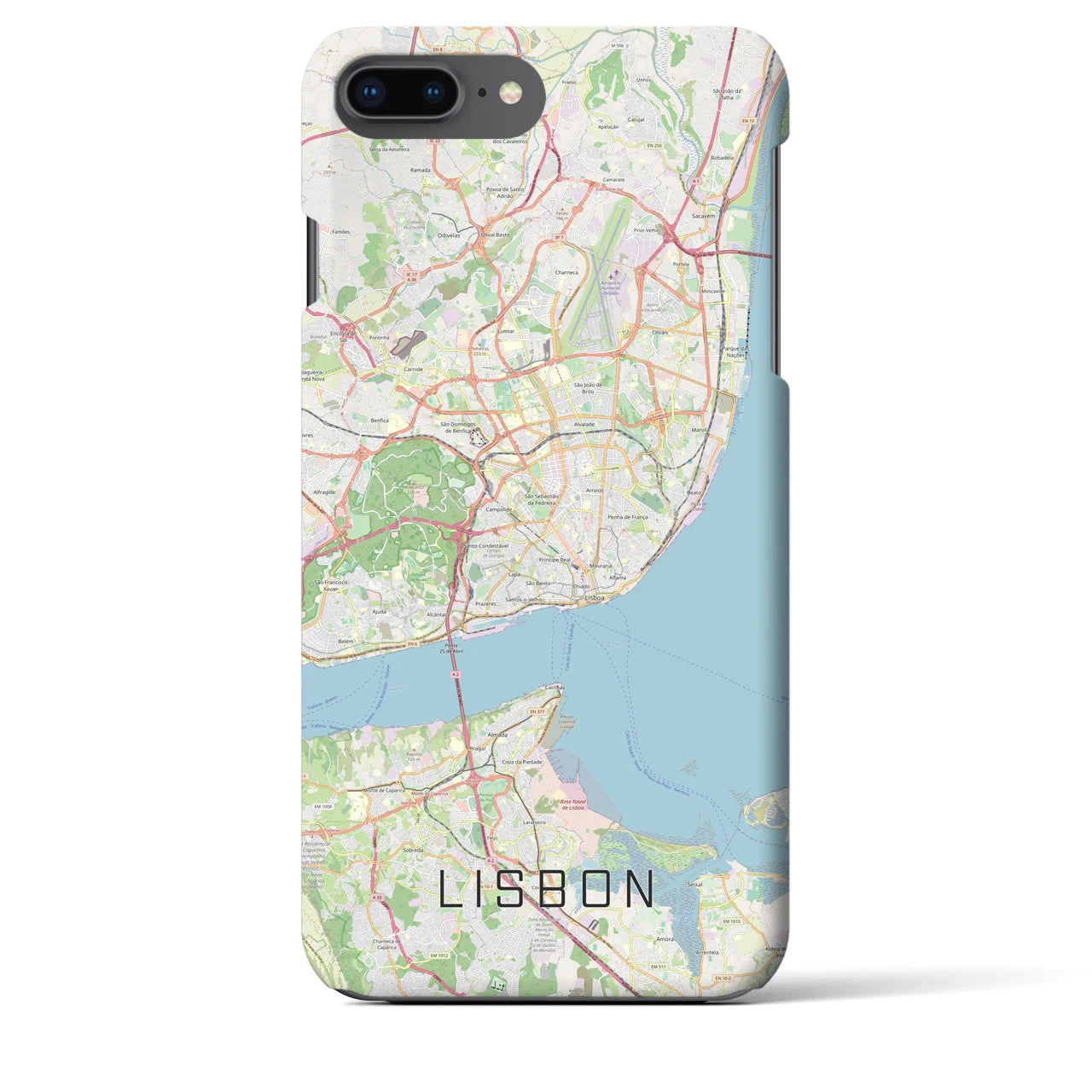 【リスボン】地図柄iPhoneケース（バックカバータイプ・ナチュラル）iPhone 8Plus /7Plus / 6sPlus / 6Plus 用