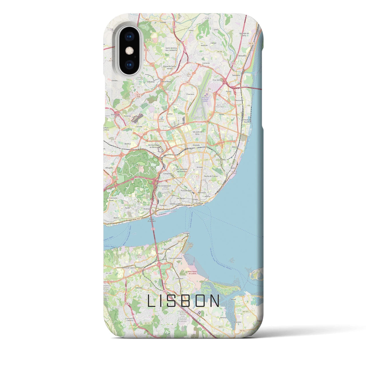 【リスボン】地図柄iPhoneケース（バックカバータイプ・ナチュラル）iPhone XS Max 用