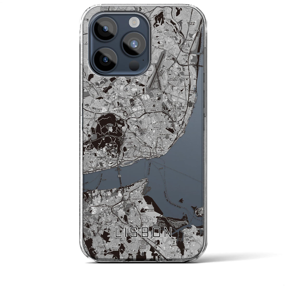 【リスボン】地図柄iPhoneケース（クリアタイプ・モノトーン）iPhone 15 Pro Max 用