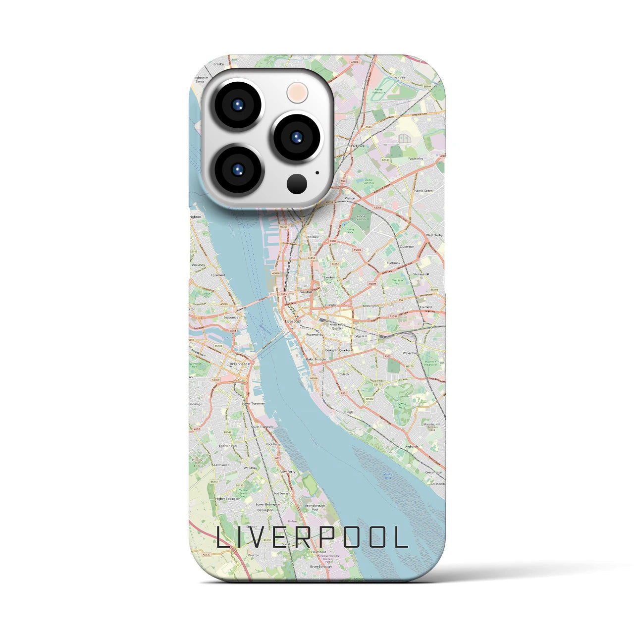 【リヴァプール】地図柄iPhoneケース（バックカバータイプ・ナチュラル）iPhone 13 Pro 用