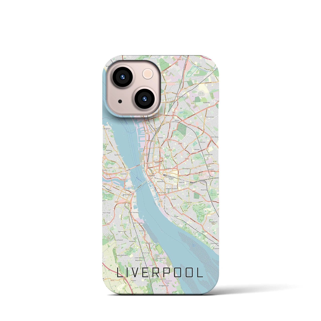 【リヴァプール】地図柄iPhoneケース（バックカバータイプ・ナチュラル）iPhone 13 mini 用