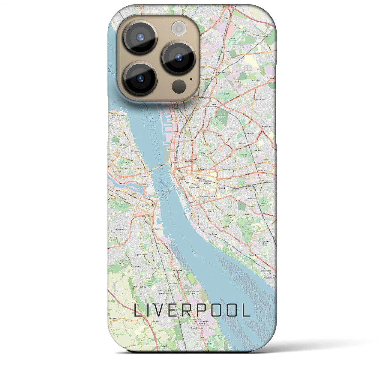 【リヴァプール】地図柄iPhoneケース（バックカバータイプ・ナチュラル）iPhone 14 Pro Max 用