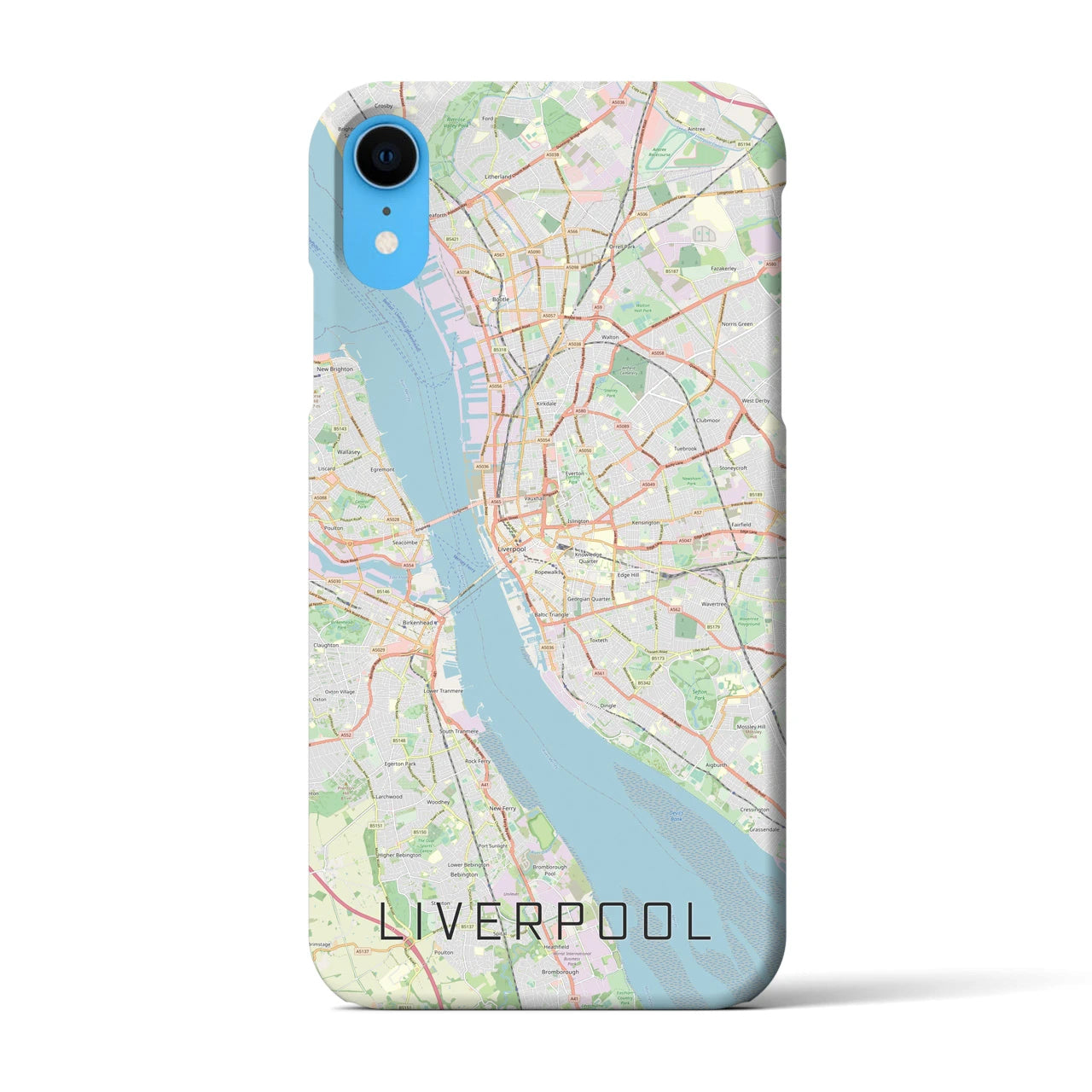 【リヴァプール】地図柄iPhoneケース（バックカバータイプ・ナチュラル）iPhone XR 用