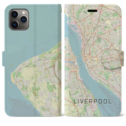 【リヴァプール（イギリス）】地図柄iPhoneケース（手帳タイプ）ナチュラル・iPhone 11 Pro Max 用