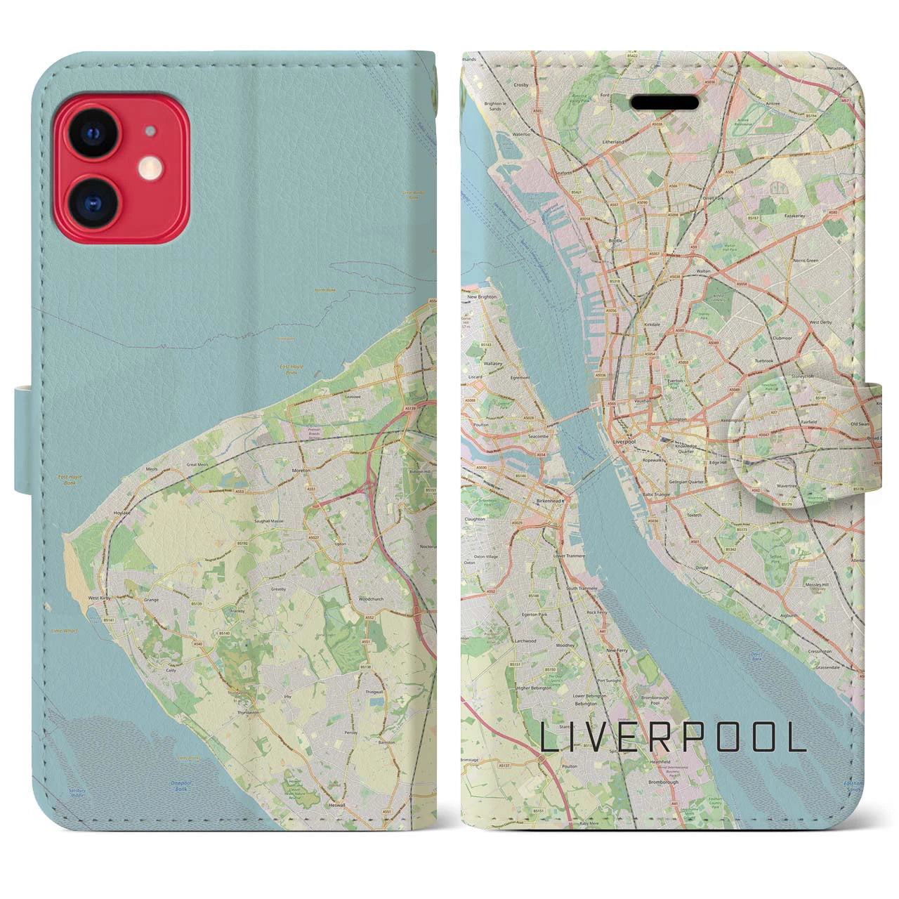 【リヴァプール】地図柄iPhoneケース（手帳両面タイプ・ナチュラル）iPhone 11 用
