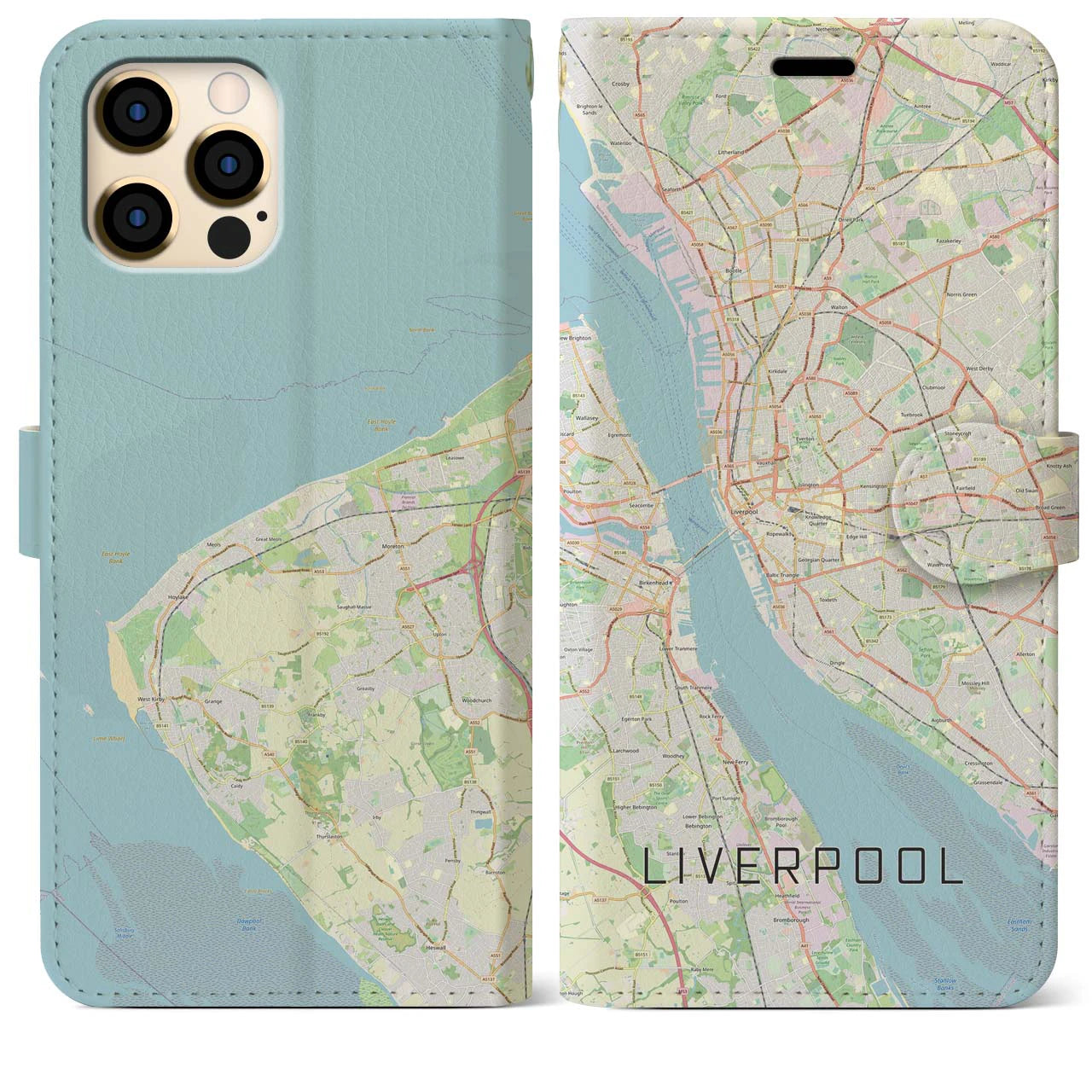 【リヴァプール】地図柄iPhoneケース（手帳両面タイプ・ナチュラル）iPhone 12 Pro Max 用