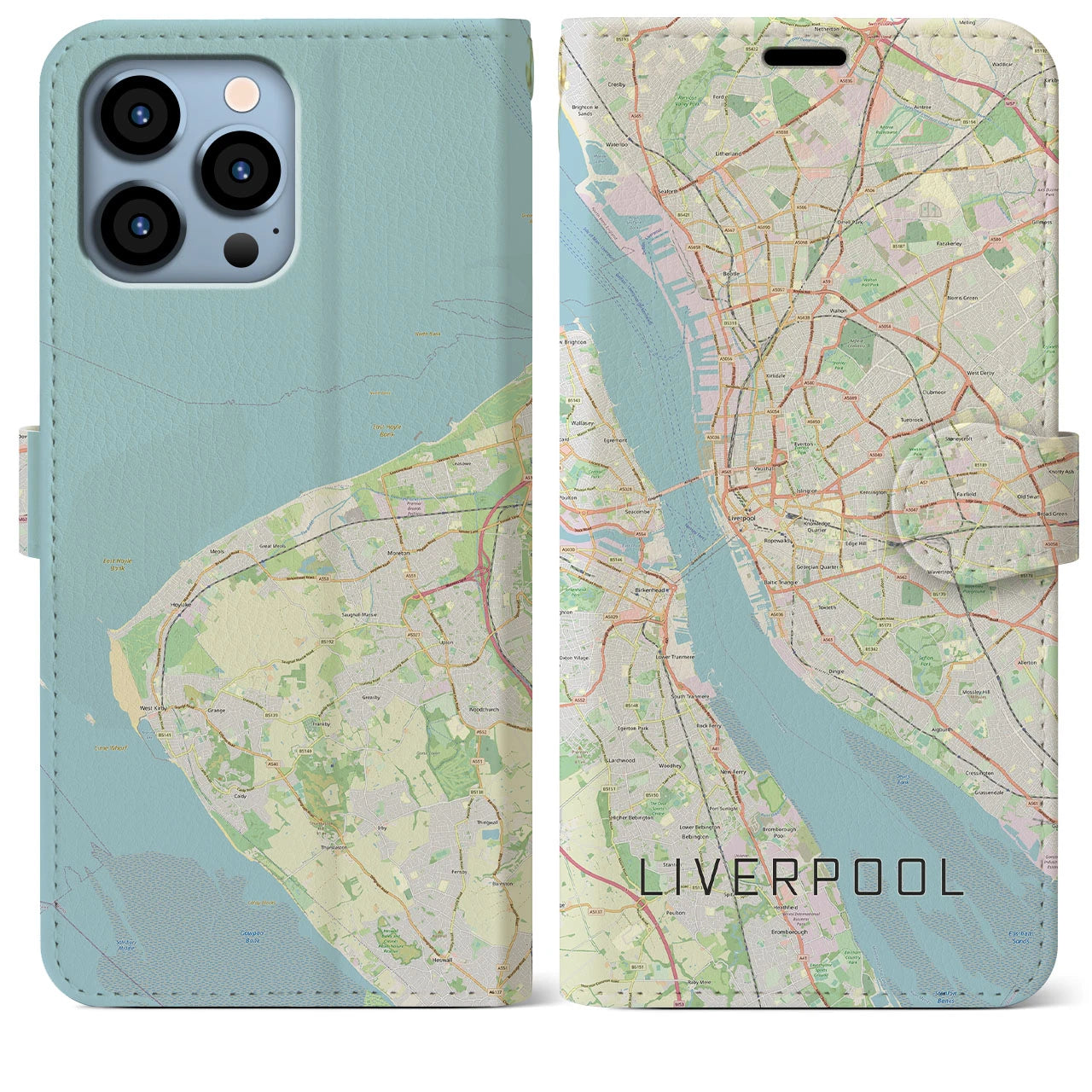 【リヴァプール】地図柄iPhoneケース（手帳両面タイプ・ナチュラル）iPhone 13 Pro Max 用
