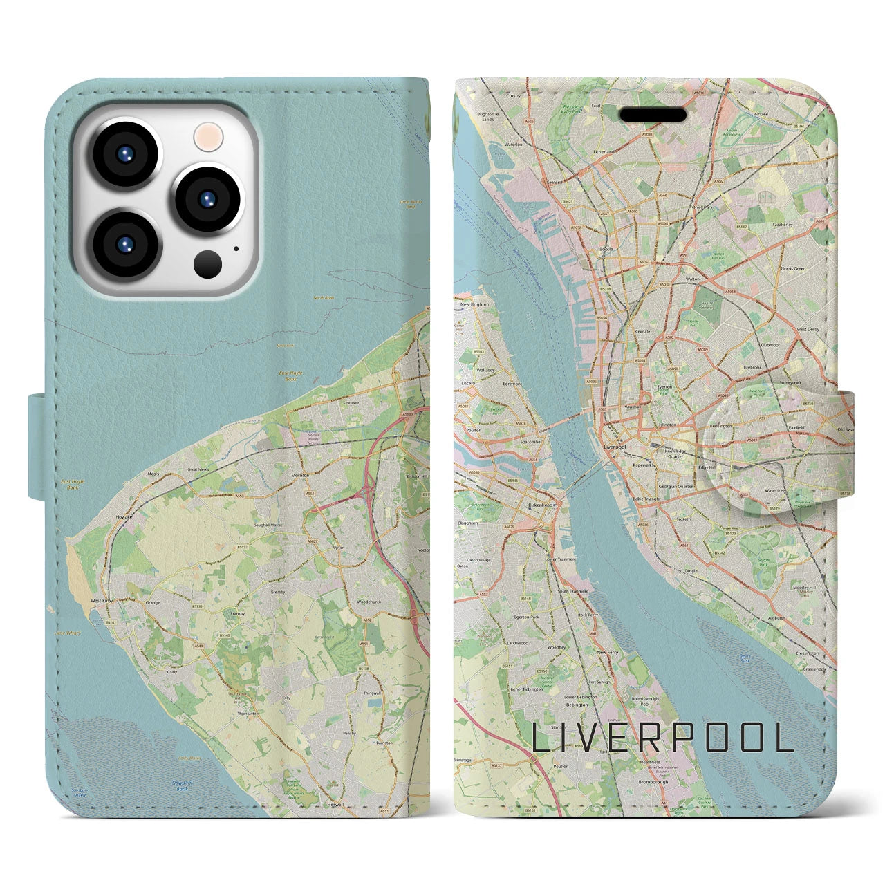 【リヴァプール】地図柄iPhoneケース（手帳両面タイプ・ナチュラル）iPhone 13 Pro 用