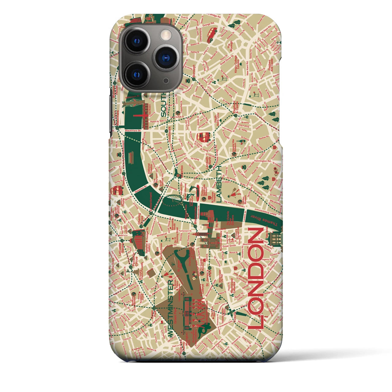 【ロンドン（イラスト）】地図柄iPhoneケース（バックカバータイプ・ブライト）iPhone 11 Pro Max 用