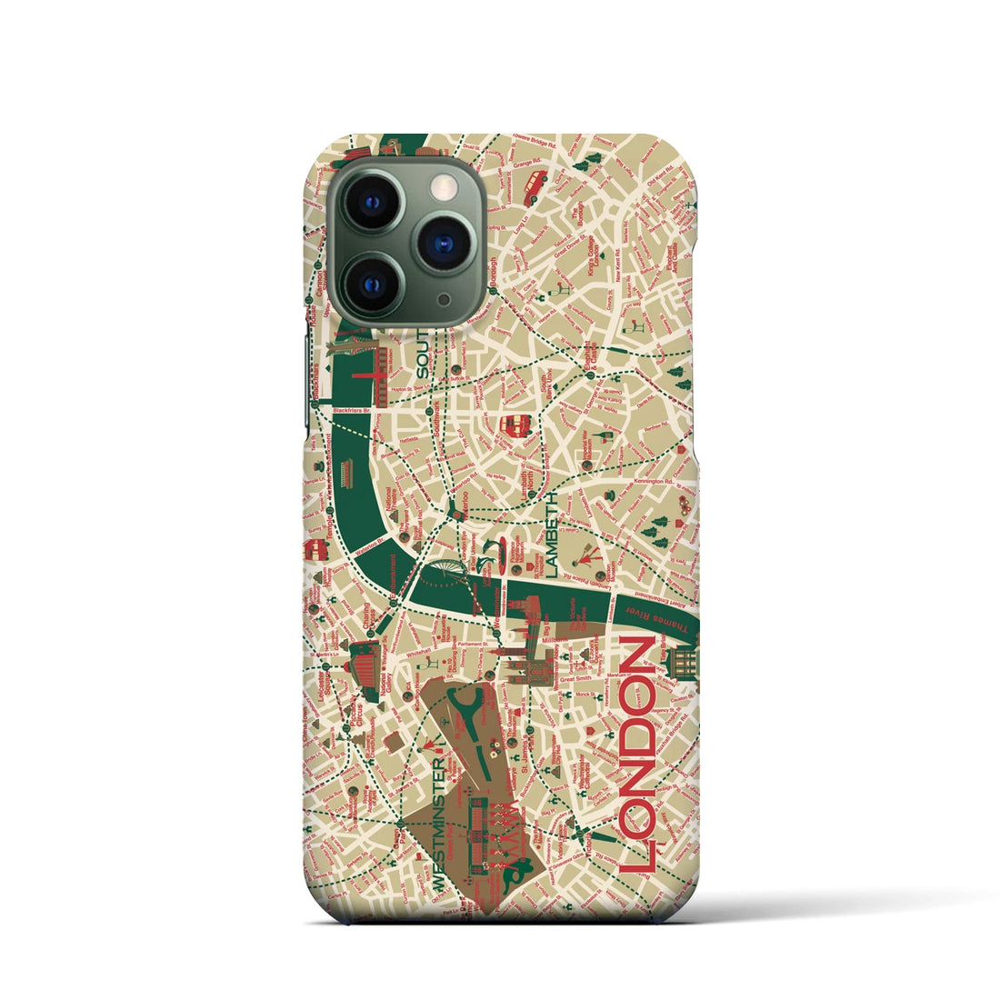 【ロンドン（イラスト）】地図柄iPhoneケース（バックカバータイプ・ブライト）iPhone 11 Pro 用