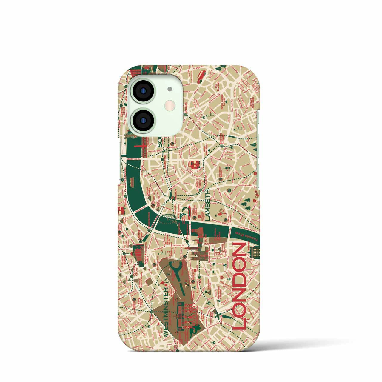 【ロンドン（イラスト）】地図柄iPhoneケース（バックカバータイプ・ブライト）iPhone 12 mini 用