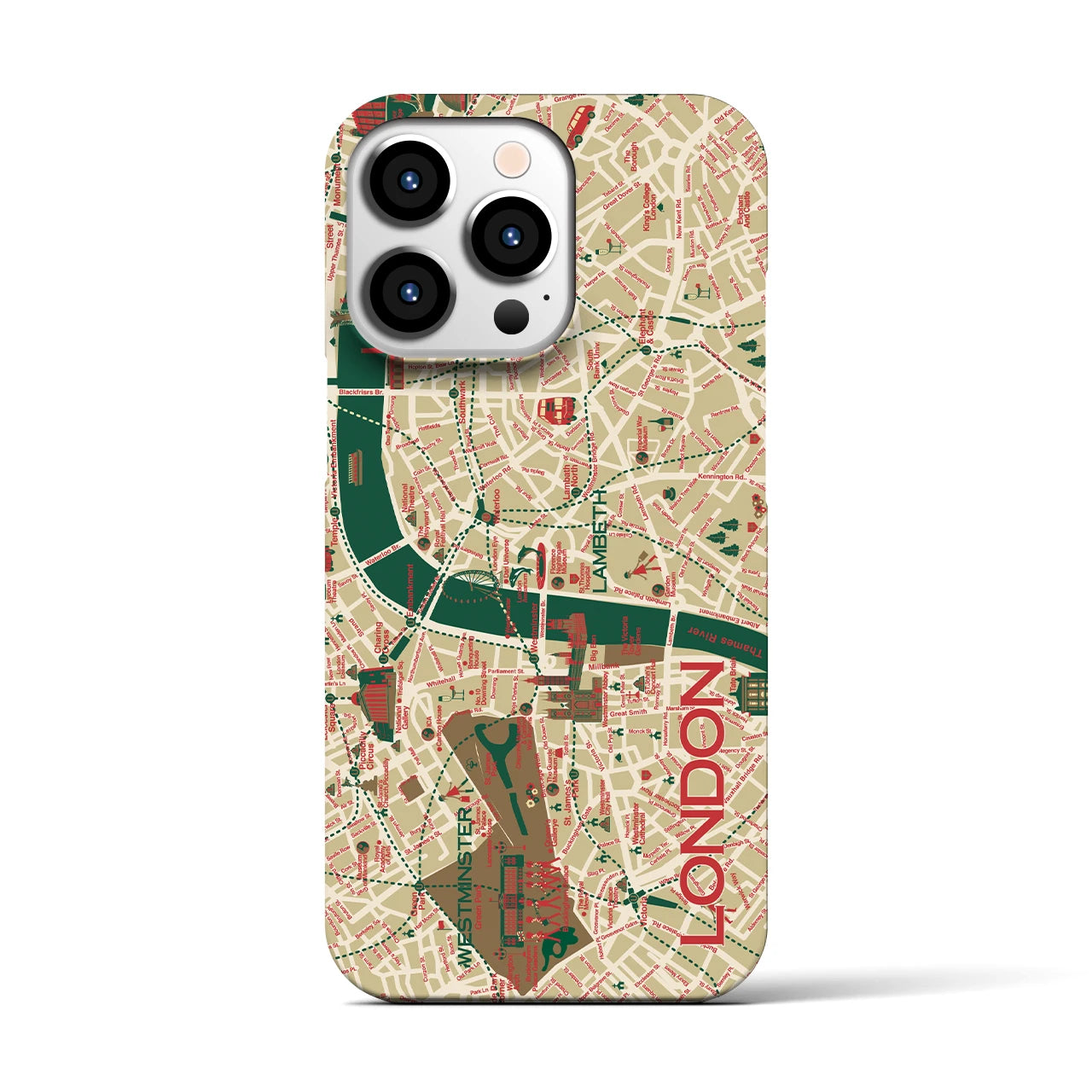 【ロンドン（イラスト）】地図柄iPhoneケース（バックカバータイプ・ブライト）iPhone 13 Pro 用