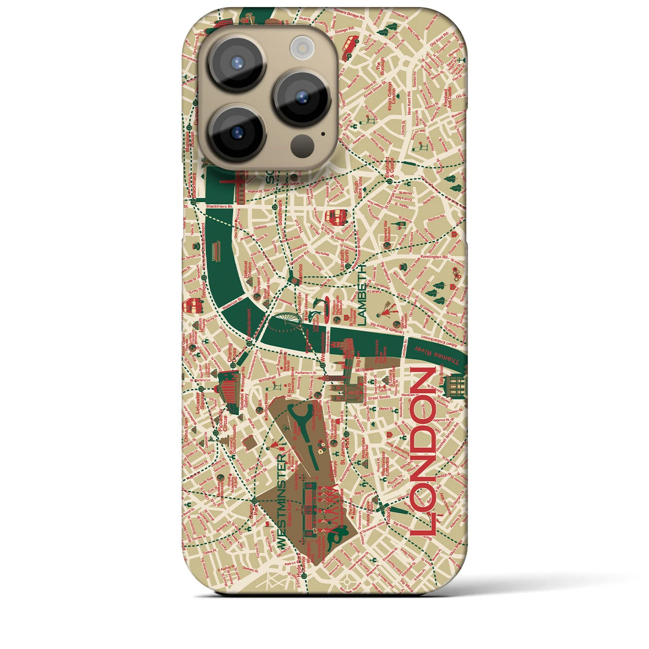 【ロンドン（イラスト）】地図柄iPhoneケース（バックカバータイプ・ブライト）iPhone 14 Pro Max 用