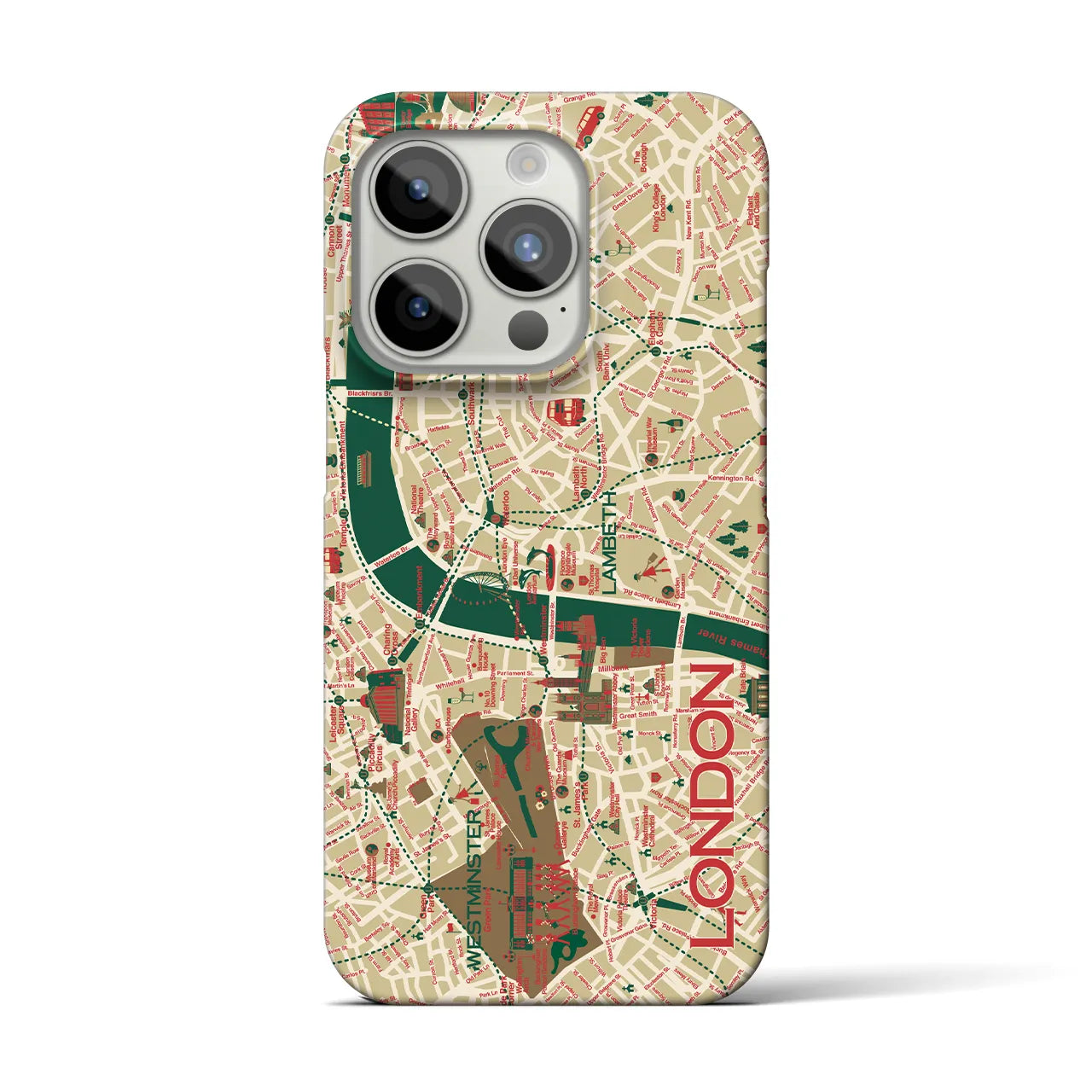 【ロンドン（イラスト）】地図柄iPhoneケース（バックカバータイプ・ブライト）iPhone 15 Pro 用