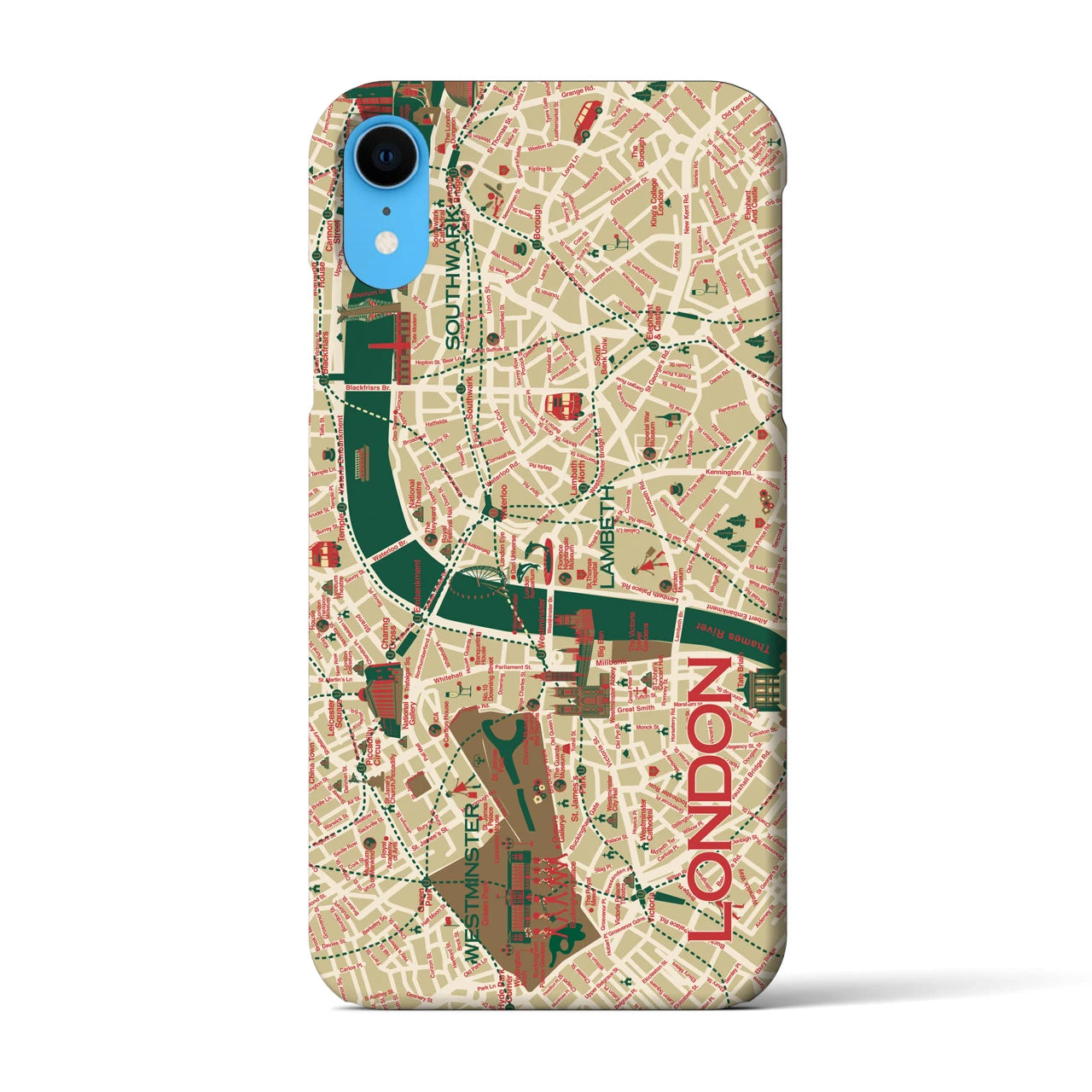 【ロンドン（イラスト）】地図柄iPhoneケース（バックカバータイプ・ブライト）iPhone XR 用