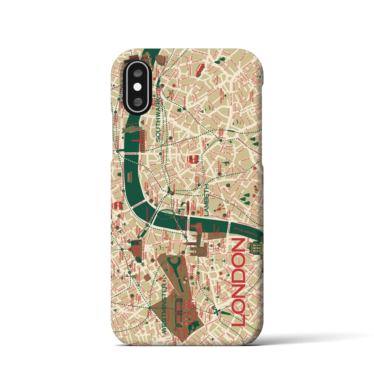 【ロンドン（イラスト）】地図柄iPhoneケース（バックカバータイプ・ブライト）iPhone XS / X 用