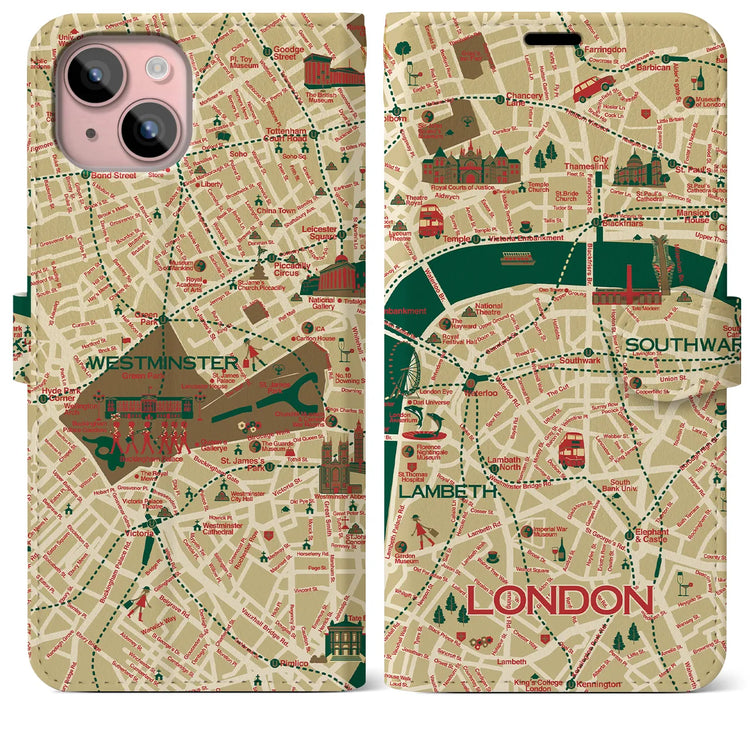 ロンドン（イラスト）】イラストマップ（海外）iPhoneケース（手帳