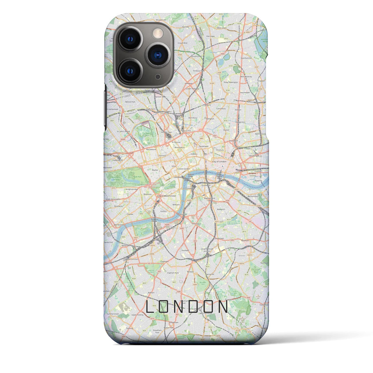 【ロンドン】地図柄iPhoneケース（バックカバータイプ・ナチュラル）iPhone 11 Pro Max 用