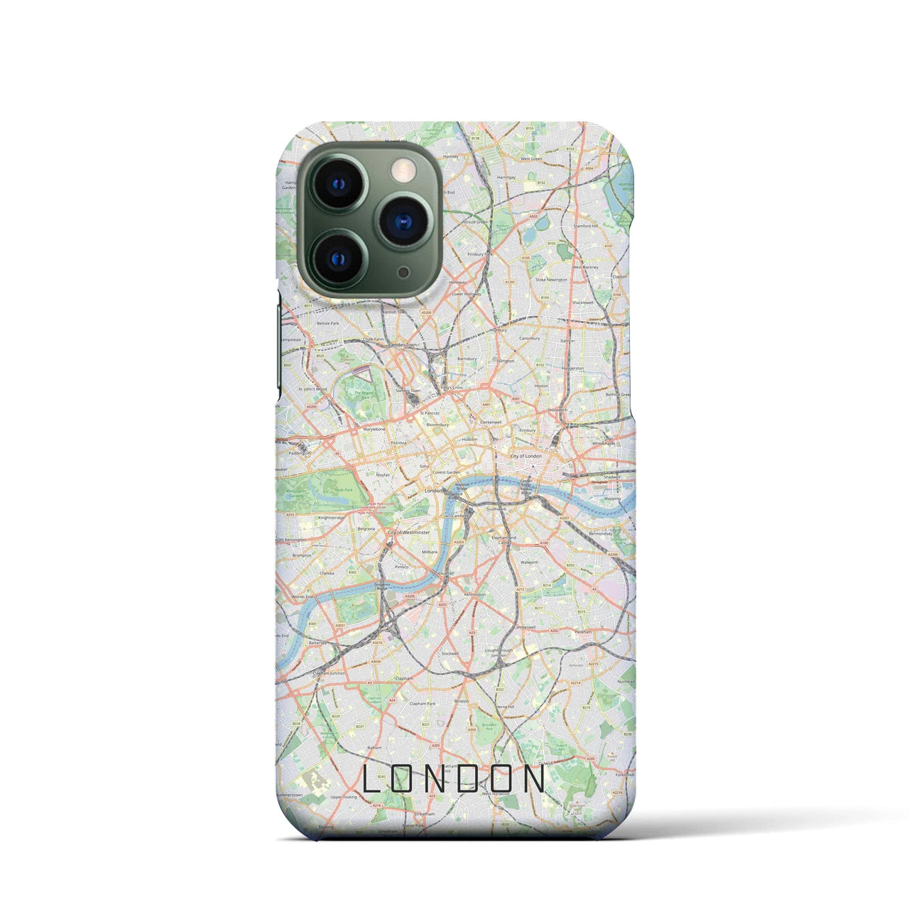 【ロンドン】地図柄iPhoneケース（バックカバータイプ・ナチュラル）iPhone 11 Pro 用