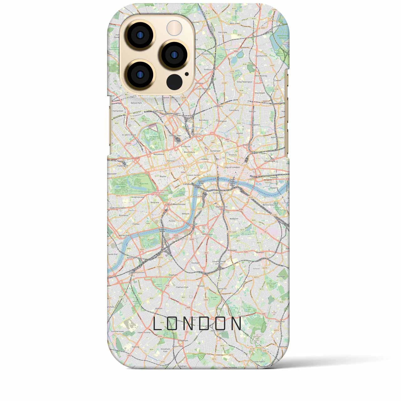 【ロンドン】地図柄iPhoneケース（バックカバータイプ・ナチュラル）iPhone 12 Pro Max 用