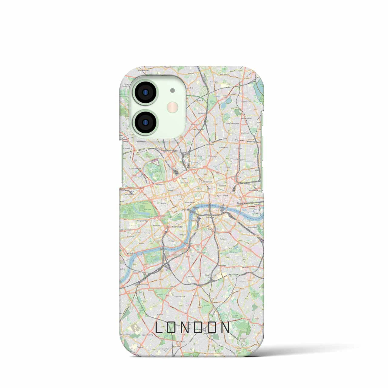 【ロンドン】地図柄iPhoneケース（バックカバータイプ・ナチュラル）iPhone 12 mini 用