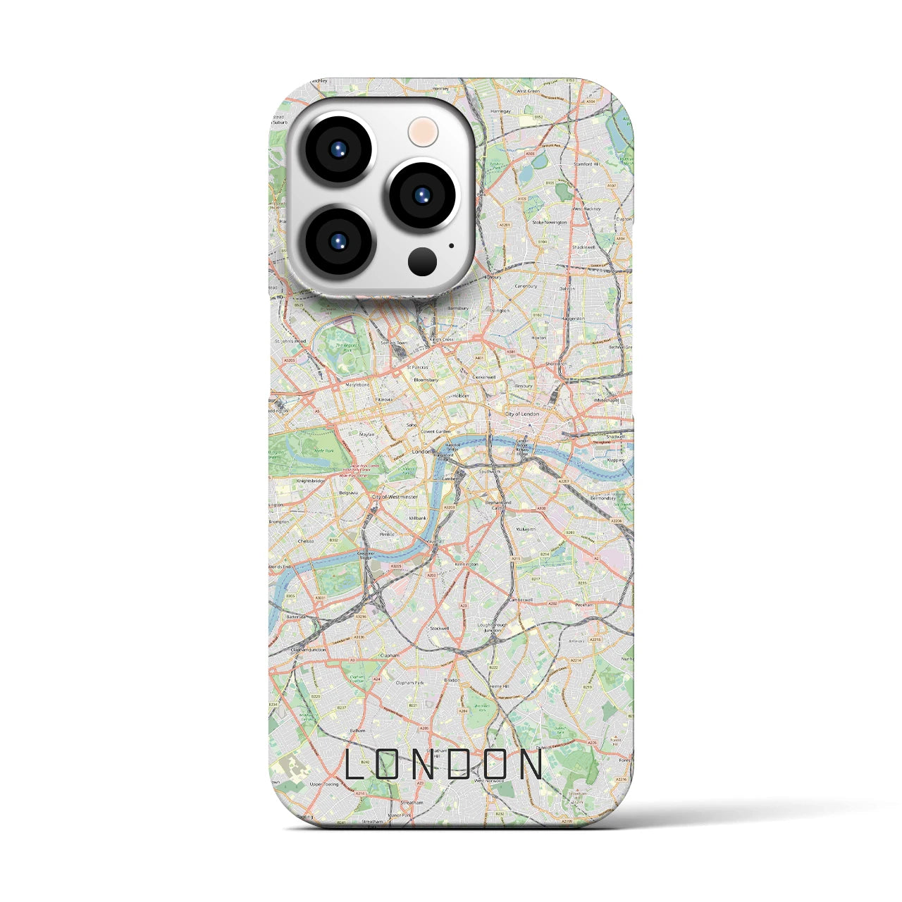 【ロンドン】地図柄iPhoneケース（バックカバータイプ・ナチュラル）iPhone 13 Pro 用