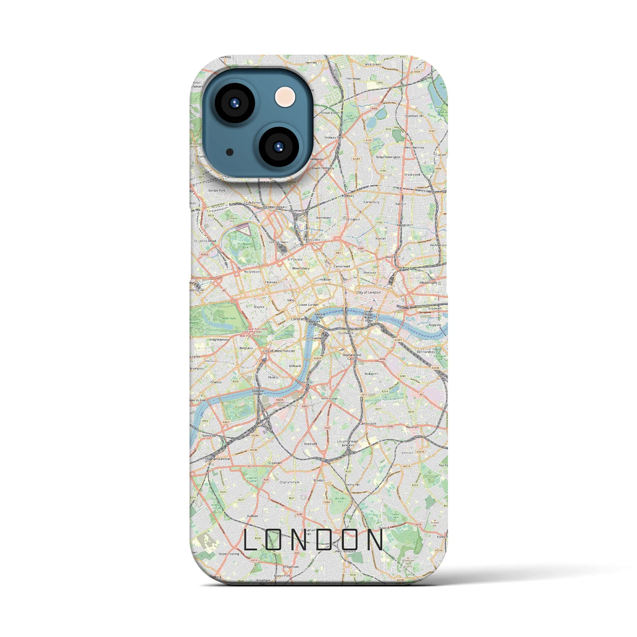 【ロンドン】地図柄iPhoneケース（バックカバータイプ・ナチュラル）iPhone 13 用